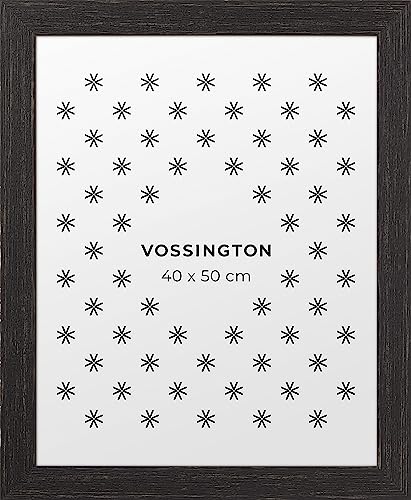 Vossington Bilderrahmen 40x50 Schwarz - Vintage - Rustikaler Charakter und Charme - Künstliche Holzmaserung - Rahmen für 1 Bild, Foto, Poster oder Puzzle im Format 40 x 50 cm (50x40 cm) von Vossington