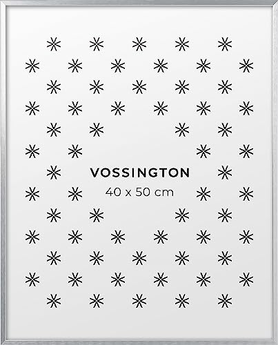 Vossington Bilderrahmen 40x50 Silber - Metall - Modernes und schmales Design - Rahmen für 1 Bild, Foto, Poster oder Puzzle im Format 40 x 50 cm (50x40 cm) von Vossington