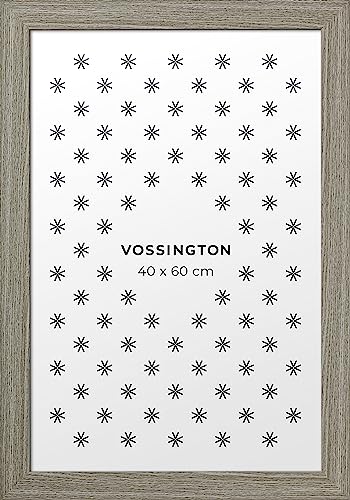 Vossington Bilderrahmen 40x60 Grau - Vintage - Rustikaler Charakter und Charme - Künstliche Holzmaserung - Rahmen für 1 Bild, Foto, Poster oder Puzzle im Format 40 x 60 cm (60x40 cm) von Vossington