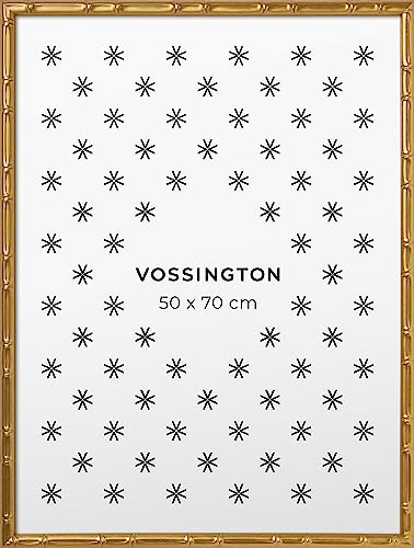 Vossington Bilderrahmen 50x70 Gold - Bambus - Modernes Design aus Bambusimitat - Posterrahmen - Rahmen für 1 Bild, Poster oder Puzzle im Format 50 x 70 cm (70x50 cm) von Vossington