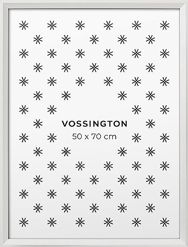 Vossington Bilderrahmen 50x70 Weiss - Moderner Rahmen mit abgeschrägter Kante - Posterrahmen - Rahmen für 1 Bild, Poster oder Puzzle im Format 50 x 70 cm (70x50 cm) von Vossington