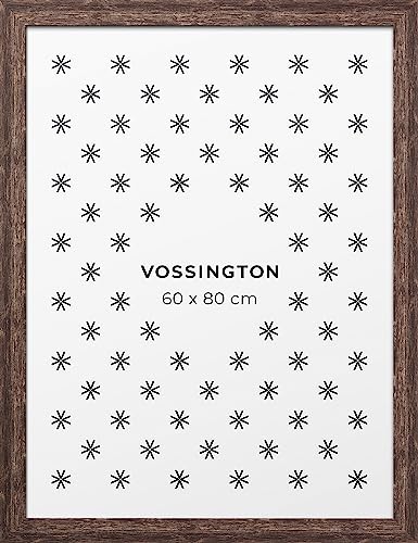 Vossington Bilderrahmen 60x80 Braun - Vintage - Rustikaler Charakter und Charme - Künstliche Holzmaserung - Posterrahmen - Groß - Rahmen für 1 Bild, Poster oder Puzzle im Format 60 x 80 cm (80x60 cm) von Vossington