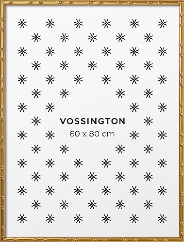 Vossington Bilderrahmen 60x80 Gold - Bambus - Modernes Design aus Bambusimitat - Posterrahmen - Groß - Rahmen für 1 Bild, Poster oder Puzzle im Format 60 x 80 cm (80x60 cm) von Vossington