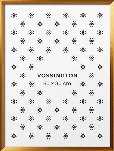 Vossington Bilderrahmen 60x80 Gold - Moderner Rahmen mit abgeschrägter Kante - Posterrahmen - Groß - Rahmen für 1 Bild, Poster oder Puzzle im Format 60 x 80 cm (80x60 cm) von Vossington