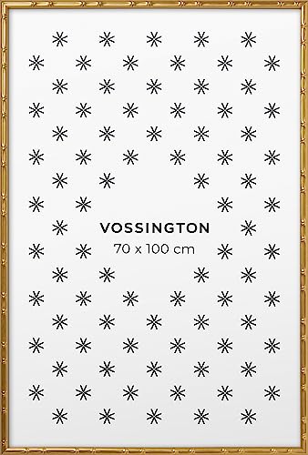 Vossington Bilderrahmen 70x100 Gold - Bambus - Modernes Design aus Bambusimitat - Posterrahmen - Groß - Rahmen für 1 Bild, Poster oder Puzzle im Format 70 x 100 cm (100x70 cm) von Vossington