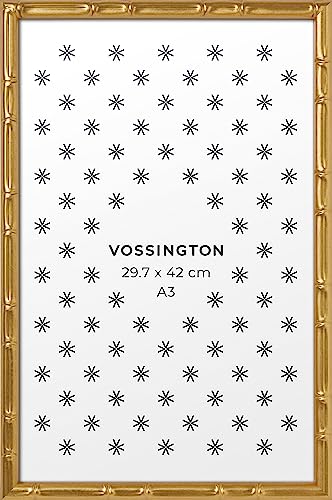 Vossington Bilderrahmen A3 Gold - Bambus - Modernes Design aus Bambusimitat - Fotorahmen - Rahmen für 1 Bild, Foto, Poster oder Puzzle im Format DIN A3 (29,7 x 42 cm) von Vossington