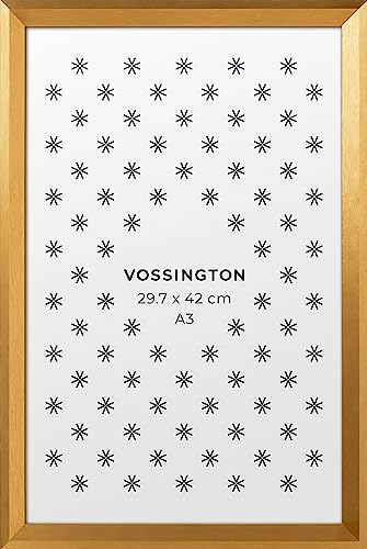 Vossington Bilderrahmen A3 Gold - Moderner Rahmen mit abgeschrägter Kante - Fotorahmen - Rahmen für 1 Bild, Foto, Poster oder Puzzle im Format DIN A3 (29,7 x 42 cm) von Vossington