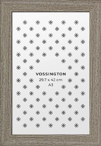 Vossington Bilderrahmen A3 Grau - Vintage - Rustikaler Charakter und Charme - Künstliche Holzmaserung - Fotorahmen - Rahmen für 1 Bild, Foto, Poster oder Puzzle im Format DIN A3 (29,7 x 42 cm) von Vossington