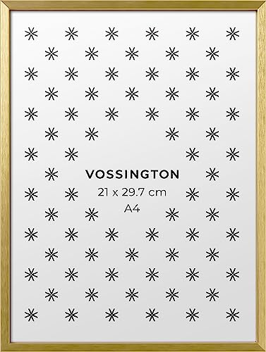 Vossington Bilderrahmen A4 Gold - Metall - Modernes und schmales Design - Fotorahmen - Rahmen für 1 Bild, Foto, Poster oder Puzzle im Format DIN A4 (21 x 29,7 cm) von Vossington