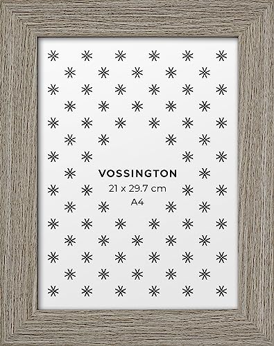 Vossington Bilderrahmen A4 Grau - Vintage - Rustikaler Charakter und Charme - Künstliche Holzmaserung - Fotorahmen - Rahmen für 1 Bild, Foto, Poster oder Puzzle im Format DIN A4 (21 x 29,7 cm) von Vossington