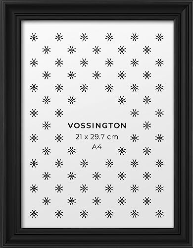 Vossington Bilderrahmen A4 Schwarz - Barock - Dekorativer Mix aus traditionellem und modernem Design - Antik - Fotorahmen - Rahmen für 1 Bild, Foto, Poster oder Puzzle im Format DIN A4 (21 x 29,7 cm) von Vossington