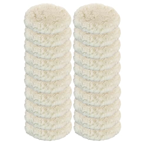 Vossner Polierfell 180mm Pad Polierhaube Polierset für Poliermaschine, Wollhaube Polierpad Wollpad Polierfell Wollpuffer Polierhauben Lammfell für Autopoliermaschinen (20) von Vossner