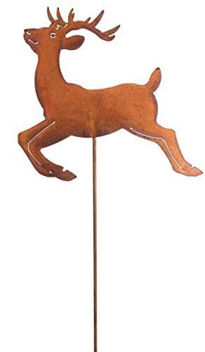 Gartenstecker Hirsch 118cm Metall Rost Gartendeko Edelrost von Vosteen