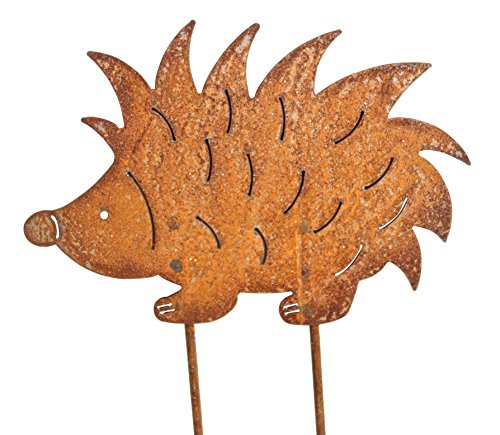Gartenstecker Igel 25cm x 18cm Metall Rost Gartendeko Edelrost rostige Deko Figur von Vosteen