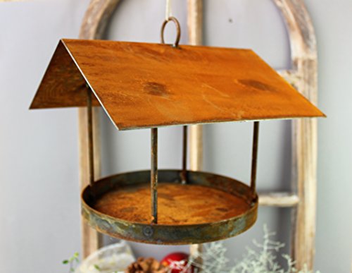 Metall Futterhaus zum Hängen aufhängen rost-Finish Vogelfutterhaus Vogelhaus Vogelhäuschen edel Futterstation Vögel Vogelstation braun stabil zeitlos wetterfest Metalldeko Frühlingsdeko back2season von Vosteen