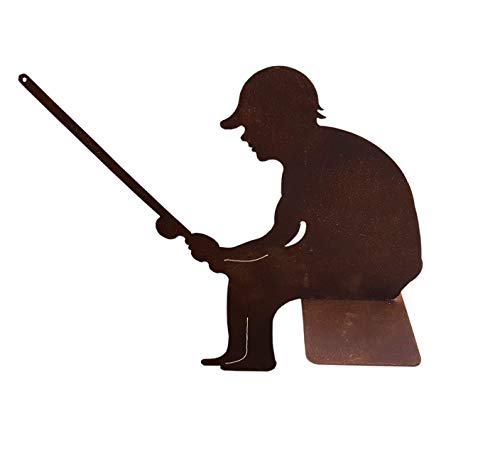 Unbekannt Angler 40cm Metall Rost Gartendeko Edelrost von Vosteen