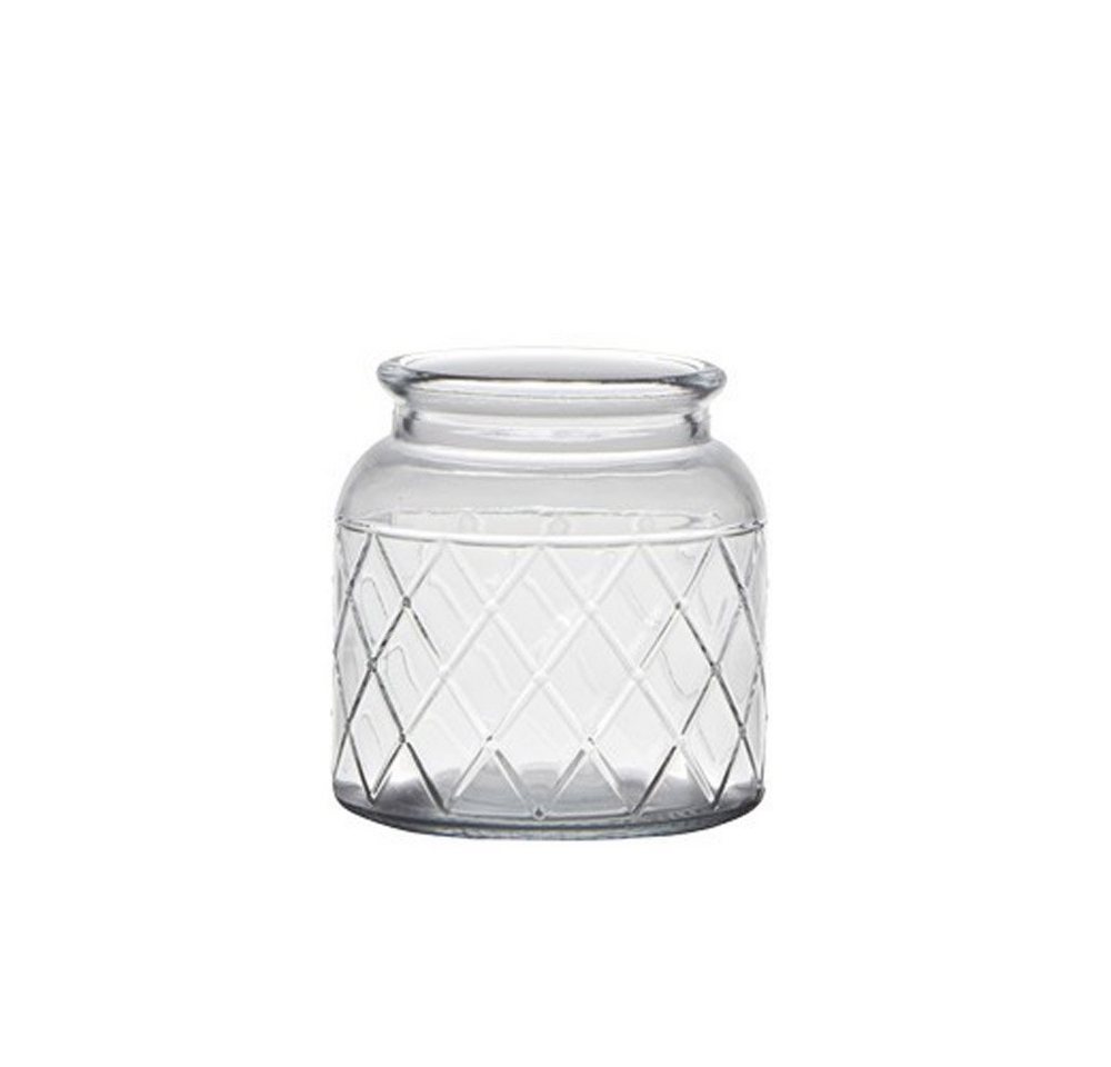 Vosteen Teelichthalter Glasvase FARMHOUSE klar transparent dickwandiges Glas H10cm Windlicht Landhaus von Vosteen