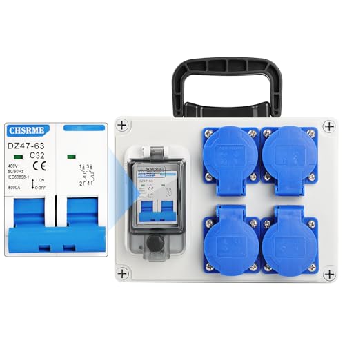 Vothen 230V 2P40A IP67 Wasserdichter Schaltkasten Wandverteiler ABS 4 Industriesteckdosen Baustellenkoffer Außen Industriegehäuse Außengehäuse Baustelle Vothen 230V 2P40A IP67 Wasserdichter Schaltkasten Wandverteiler ABS 4 Industriesteckdosen Baustellenkoffer Außen Industriegehäuse Außengehäuse Baustelle von Vothen