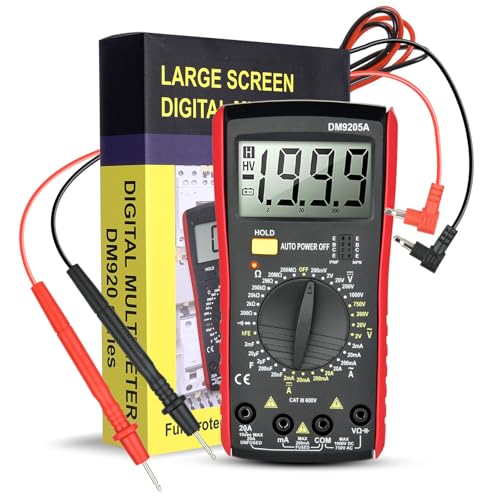 Vothen Digital Multimeter, Voltmeter Batterietester Spannungsprüfer Durchgangsprüfer Ohm Volt Ampere, Messgerät AC/DC Spannung Strom Widerstand Diode Transistor Großes LCD Maintenance Detection Tool von Vothen