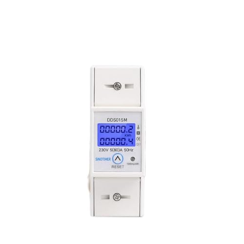 Vothen Einphasiger Energiezähler, Stromverbrauchsmonitor 80A 220V DIN LCD Digitaler Stromzähler, DIN-Schienen-Leistungsmesser mit Hintergrundbeleuchtung, MID-zertifiziert Watt-hour Meter Can Be Reset von Vothen