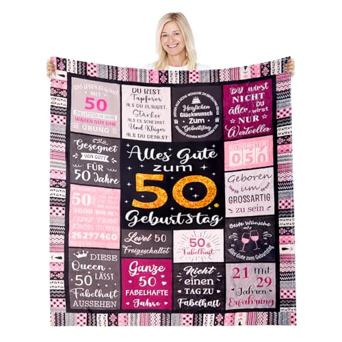 Votoko Geschenke zum 50 Geburtstag Frauen, Geburtstagsgeschenk 50 Jahre Frau, Deko 50.Geburtstag Frau Mutter, Lustige 40er Geburtstagsgeschenk Decke, 150x130CM Votoko Geschenke zum 50 Geburtstag Frauen, Geburtstagsgeschenk 50 Jahre Frau, Deko 50.Geburtstag Frau Mutter, Lustige 40er Geburtstagsgeschenk Decke, 150x130CM von Votoko