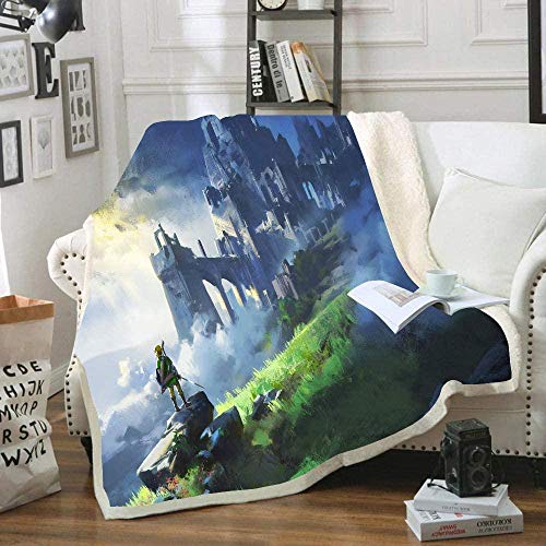 Votovcom 3D Cartoon Anime Die Legende von Zelda Decken und Plaids Sherpa Throw Doppeldecke Erwachsene Kinder Warme Freizeit Sofa Stuhl Weiche Decke von Votovcom