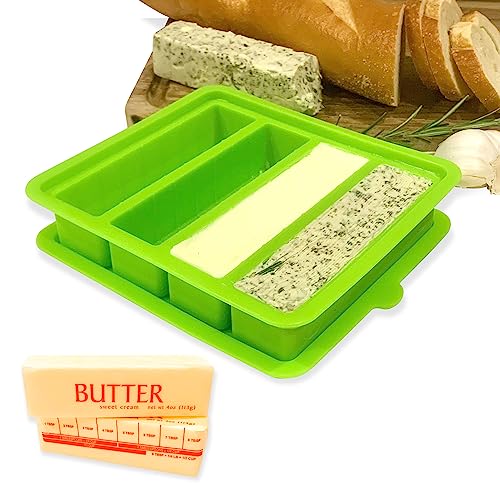 US Standard Buttersticks Größe – 236,8 g Silikon-Butterform mit Deckel – leicht streichbarer Halter für selbstgemachte Butter, Kräuterbutter, Riegel von Votprof
