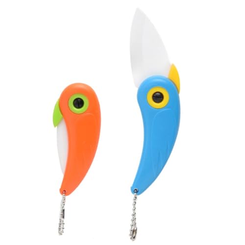 Votvlog 2 Stücke Klappbares Schälmesser, Mini Keramik Taschen Schälmesser, Multifunktionale Bird Kleines Klappmesser, Keramik Obstmesser Tragbarer, Besteck für Camping (Blau und Orange) von Votvlog