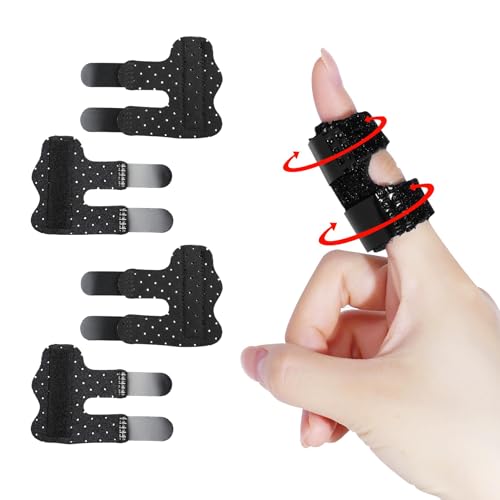 Votvlog 4 Stück Fingerschiene, Fingerbandage Stacksche Schiene Splint Fingerorthese zur Ruhigstellung Schnappfinger Kapselriss, Geeignet Für Mittelfinger, Kleiner Finger (Schwarz mit Löchern) von Votvlog