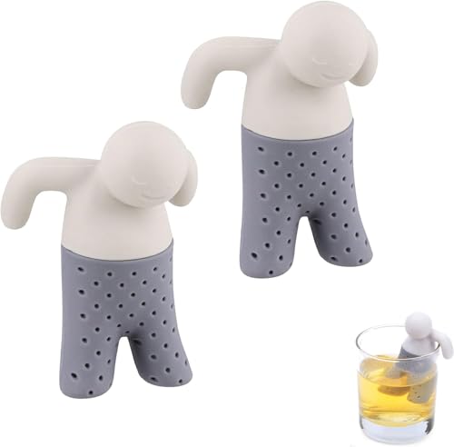 Votvlog Teesieb für Losen Tee 2 Stück Tee Infuser Lustig Teaballsfür Tasse, Silikon Tea Infuser Teeei Teemännchen Teefilter Teesieb für die Meisten Tee Kannen und Tee Tassen, Wiederver (Teemännchen) von Votvlog