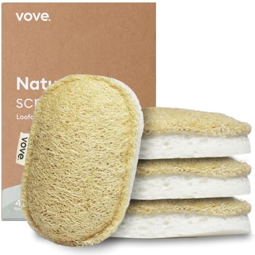Vove | Premium Natur Küchenschwamm | Nicht kratzend | 12er Pack | Langlebig | Plastikfrei | Kompostierbarer Küchenschwamm | Naturfaser | Umweltfreundlich | Biologisch abbaubar | von Vove