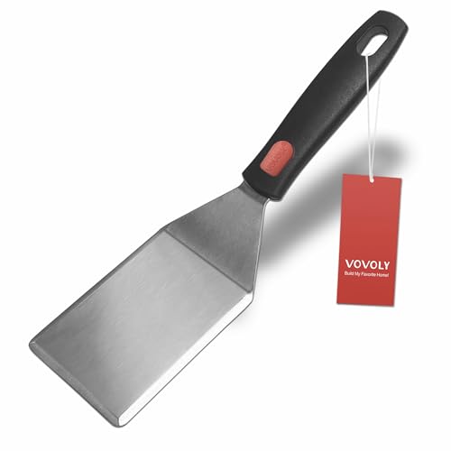 Vovoly Kleiner Pfannenwender für Gusseisen-Pfannen, Silikon-Griff, Edelstahl, Robust, 6,9 cm breit Vovoly Kleiner Pfannenwender für Gusseisen-Pfannen, Silikon-Griff, Edelstahl, Robust, 6,9 cm breit von Vovoly