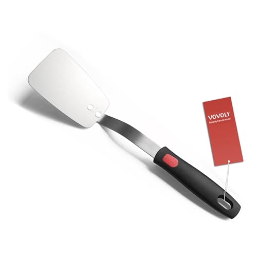 Vovoly Pfannenwender aus Edelstahl, flexibler Pfannenwender, dünner Metallspatel für Gusseisen-Pfanne, dünne Klinge und hitzebeständiger Silikongriff, ideal für Ei, Kekse, Fleisch, Crep, mittelgroß Vovoly Pfannenwender aus Edelstahl, flexibler Pfannenwender, dünner Metallspatel für Gusseisen-Pfanne, dünne Klinge und hitzebeständiger Silikongriff, ideal für Ei, Kekse, Fleisch, Crep, mittelgroß von Vovoly