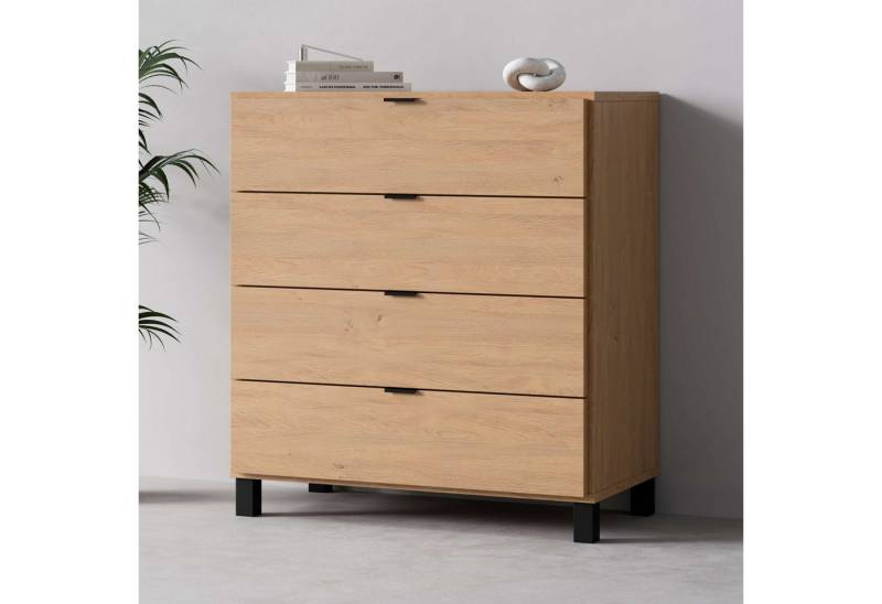 Vox Kommode SIMPLE Sideboard mit 4 Schubladen, Maße B/T/H: 90/47/94,5 cm, Soft-Close Function, mit schwarzen Metallgriffe von Vox