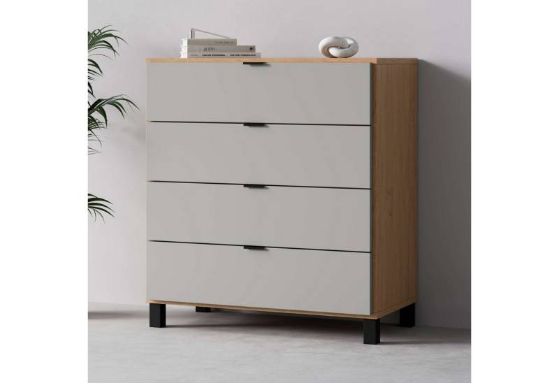Vox Kommode SIMPLE Sideboard mit 4 Schubladen, Maße B/T/H: 90/47/94,5 cm, Soft-Close Function, mit schwarzen Metallgriffe von Vox