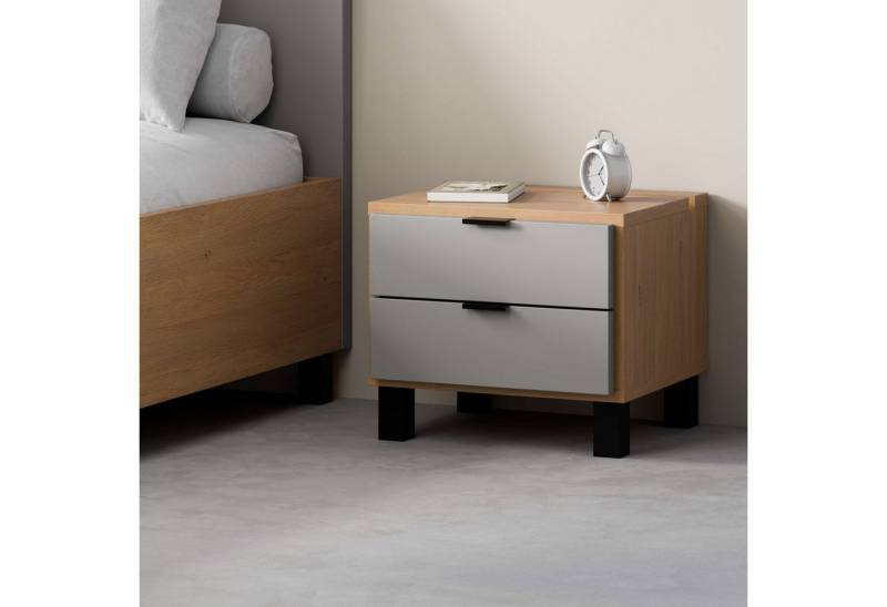 Vox Nachttisch SIMPLE Nachtkommode mit 2 Schubladen, Maße B/T/H: 45/38/39 cm, Nachtschrank in 3 Farben erhältlich, Metallgriffe von Vox