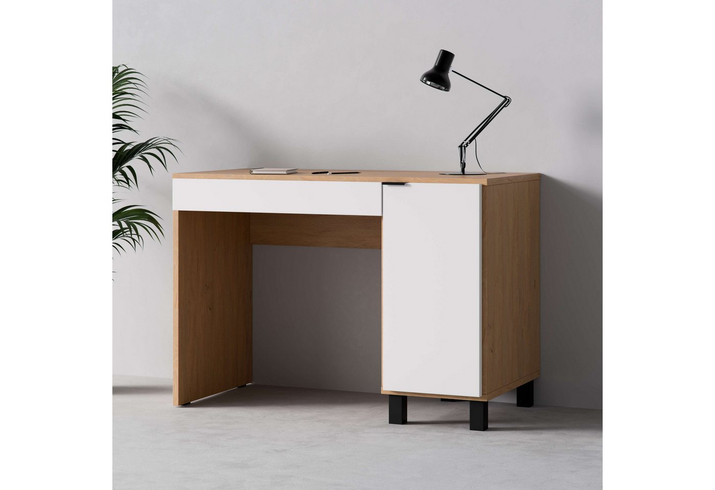 Vox Schreibtisch SIMPLE Computertisch mit Stauraum, Maße B/T/H: 110/55/86,7 cm, Bürotisch mit Schublade & Schrank in 3 Farben erhältlich, Metallgriffe Vox Schreibtisch SIMPLE Computertisch mit Stauraum, Maße B/T/H: 110/55/86,7 cm, Bürotisch mit Schublade & Schrank in 3 Farben erhältlich, Metallgriffe von Vox