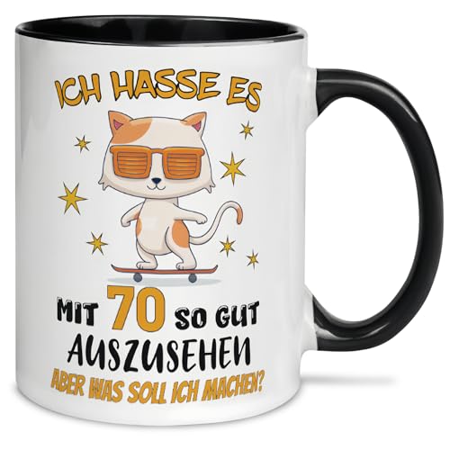 Geschenke zum 70. Geburtstag Tasse für Frauen,Geburtstagsgeschenk für frauen mama oma 70,Tasse Personalisiert Kaffeetasse mit Spruch Ich Hasse es mit 70 so Gut Auszusehen, Aber was Soll Ich Machen？ von Voxisroma