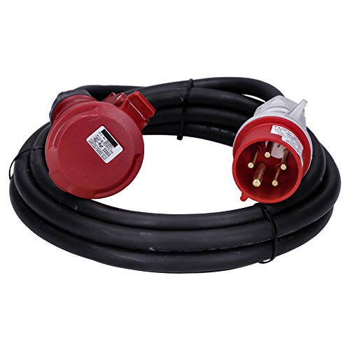 Voxura CEE-Kabel Verlängerungskabel Starkstromkabel 5-polig 400V H07RN 5G 6 32/5 32A IP44 Phasenwender Starkstrom 5m von Voxura