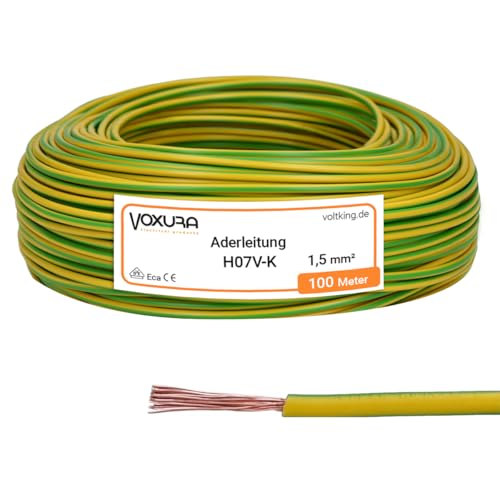 H07V-K 1,5 mm² grün-gelb 100 Meter Aderleitung flexibel Verdrahtungsleitung Einzelader Litze PVC 1,5mm2 H07V-K 1,5 mm² grün-gelb 100 Meter Aderleitung flexibel Verdrahtungsleitung Einzelader Litze PVC 1,5mm2 von Voxura