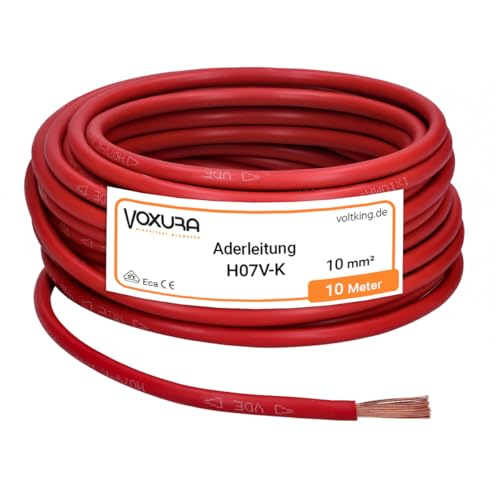 H07V-K 10 mm² rot 10 Meter Aderleitung flexibel Verdrahtungsleitung Einzelader Litze PVC 10mm2 H07V-K 10 mm² rot 10 Meter Aderleitung flexibel Verdrahtungsleitung Einzelader Litze PVC 10mm2 von Voxura