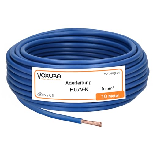 H07V-K 6 mm² blau 10 Meter Aderleitung flexibel Verdrahtungsleitung Einzelader Litze PVC 6mm2 H07V-K 6 mm² blau 10 Meter Aderleitung flexibel Verdrahtungsleitung Einzelader Litze PVC 6mm2 von Voxura