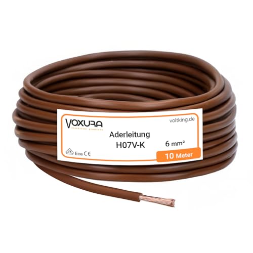 H07V-K 6 mm² braun 10 Meter Aderleitung flexibel Verdrahtungsleitung Einzelader Litze PVC 6mm2 H07V-K 6 mm² braun 10 Meter Aderleitung flexibel Verdrahtungsleitung Einzelader Litze PVC 6mm2 von Voxura