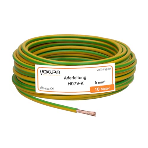 H07V-K 6 mm² gelb-grün 10 Meter Aderleitung flexibel Verdrahtungsleitung Einzelader Litze PVC 6mm2 H07V-K 6 mm² gelb-grün 10 Meter Aderleitung flexibel Verdrahtungsleitung Einzelader Litze PVC 6mm2 von Voxura