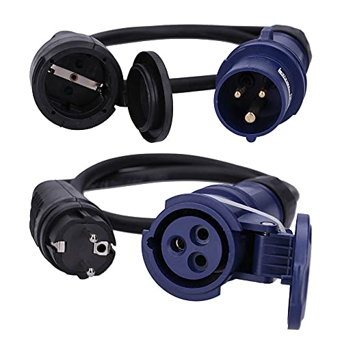 Voxura CEE-Adapterleitung Schutzkontaktkupplung Schuko Stecker Set Schutzkappe Caravan Wohnmobil Zubehör 3-polig 230V 16A H07RN-F 3x2,5 IP44 1m Voxura CEE-Adapterleitung Schutzkontaktkupplung Schuko Stecker Set Schutzkappe Caravan Wohnmobil Zubehör 3-polig 230V 16A H07RN-F 3x2,5 IP44 1m von Voxura