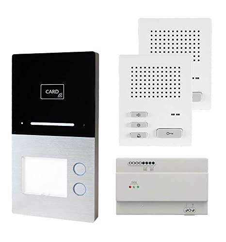 Voxura Domo Türsprechanlage Gegensprechanlage 2-Familien Komplett Set Aufputz AP Audio-Außenstation RFID Bluetooth Audio-Innenstation Netzgerät Voxura Domo Türsprechanlage Gegensprechanlage 2-Familien Komplett Set Aufputz AP Audio-Außenstation RFID Bluetooth Audio-Innenstation Netzgerät von Voxura