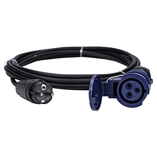 Voxura CEE-Adapterleitung Schutzkontakt-Stecker CEE-Kupplung Schutzkappe Camping Caravan Wohnmobil Wohnwagen Boot Stromkabel Außenbereich 3-polig 230V 16A H07RN-F 3x1,5 IP44 5m von Voxura
