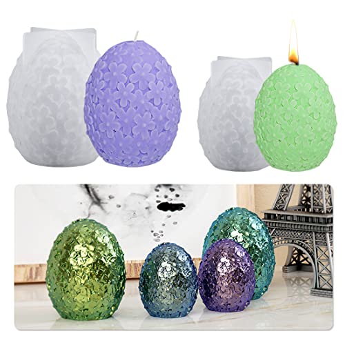 Voyyphixa 2 Stück Blume Eier Kerzenform 3D Ostereier Silikonformen Epoxidharz Egg Resin Molds Seifenform Ei Silikon Harz Gießen Formen für Kerzenherstellung, Seife, Schokolade, Tortendeko (Flower Egg) von Voyyphixa