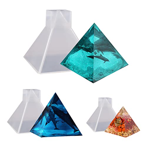 Voyyphixa 3 Stück Silikonformen Epoxidharz Pyramide, Pyramid Mold Geometrie Form Gießform Pyramidenform Kunststoffrahmen für Harz Schmuck Herstellung, Kerze, Seifen (3PCS) von Voyyphixa