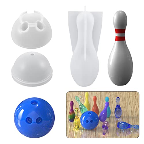 Voyyphixa 3D Sport Ball Silikonformen Epoxidharz Set, Bowling Resin Silikonform Bowling Pin Gießform Kerzenform, Harz Gießen Formen DIY Kerze Seife Kunstwerk Dekoration (Bowling Ball Mold) von Voyyphixa